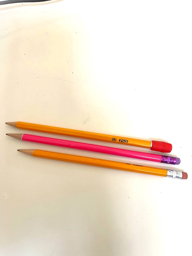 Pencils with an eraser attached